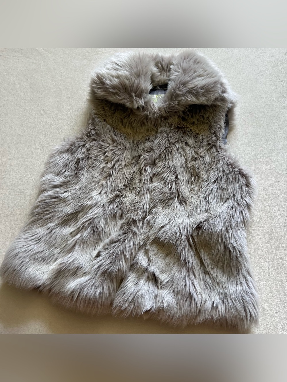 Lush Faux Fur Vest in Light Taupe / grey Sleeveless Layering Fancy Elegant